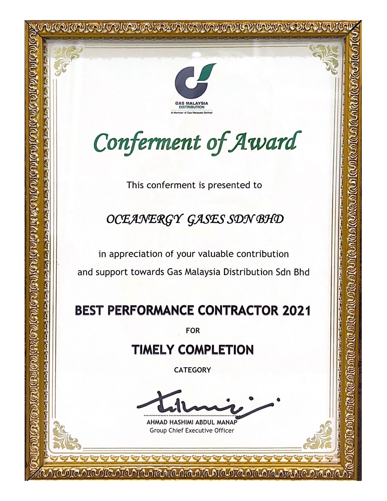 Best Performance Contractor 2021 (Timely Completion)